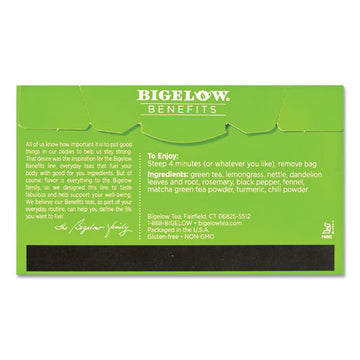 Bigelow® Benefits Turmeric Chili Matcha Green Tea, 0.6 Oz Tea Bag, 18-box freeshipping - TVN Wholesale
